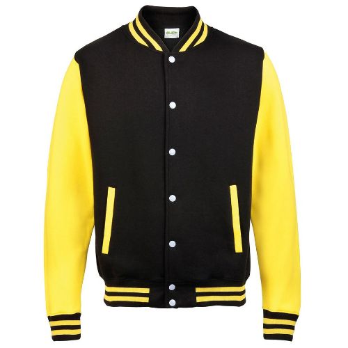 Awdis Just Hoods Varsity Jacket Jet Black/Sun Yellow